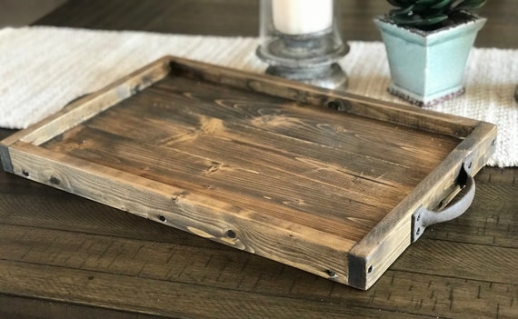 Rustic Farmhouse Wood Serving Tray With Handles for Table - Etsy