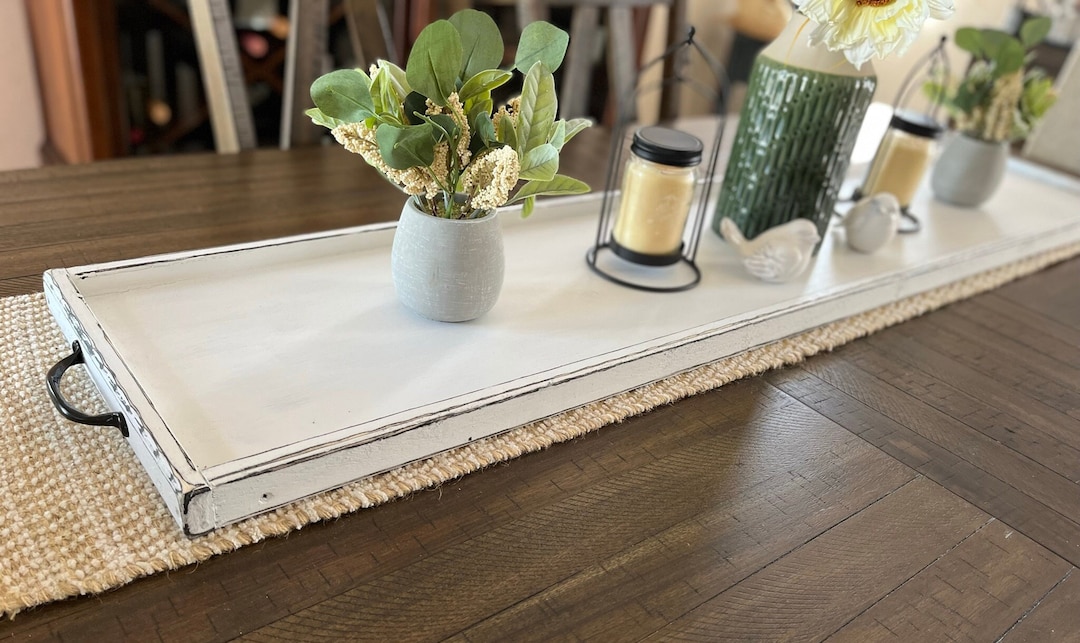 12.75 Width X 2 to 6 Feet Rustic Farmhouse Long Wood Tray With Handles ...