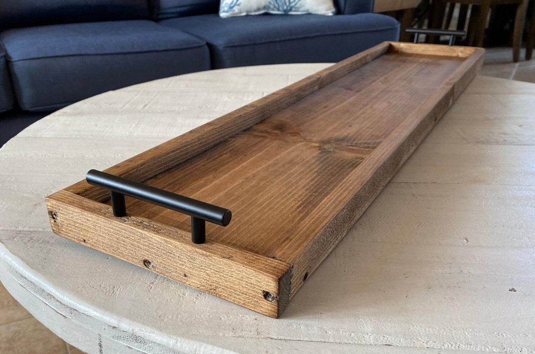 10.75 Width X 2 to 6 Feet Rustic Farmhouse Long Wood Tray With Handles for Table Centerpiece ...