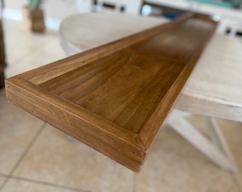 10.75" width x 2 to 6 feet - Corporate Office Mid Century Modern Contemporary Long Wood Tray Centerpiece, Ottoman, Mantle, and Candle