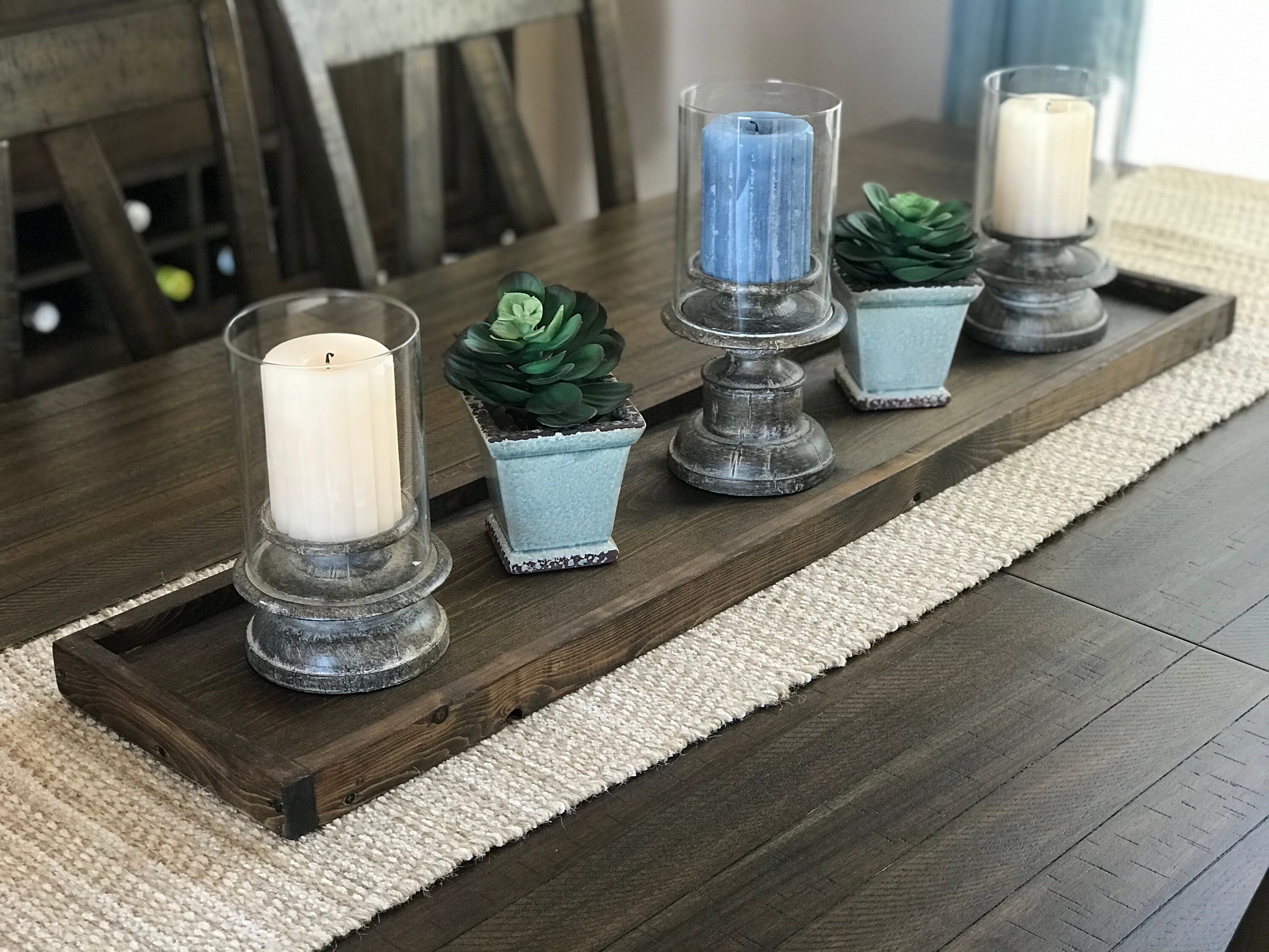 Rustic Farmhouse EXTRA Long Wood Tray for Table Centerpiece Etsy