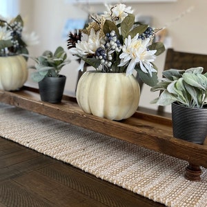 8.75&quot; width x 2 to 6 feet - Rustic Farmhouse Long Wood Tray Riser Pedestal for Table Centerpiece, Serving, Ottoman, Mantle, and Candle