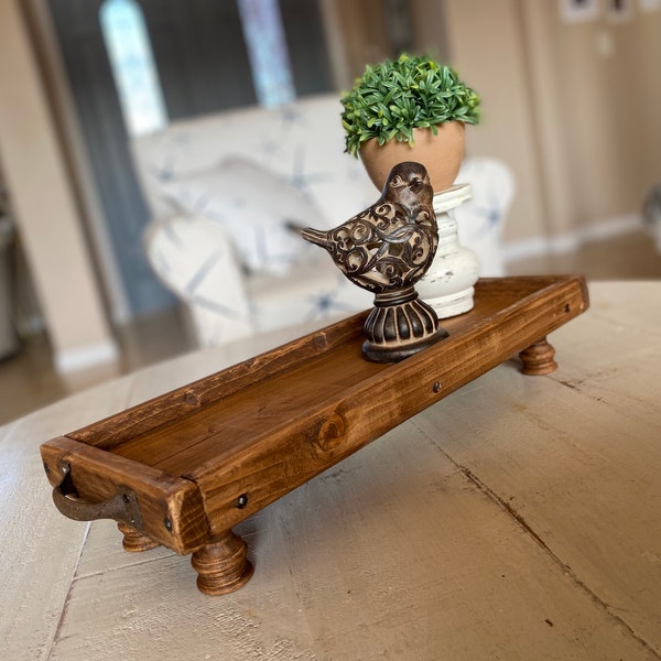 5" width x 2 to 6 feet - Rustic Farmhouse Long Wood Tray Riser Pedestal for Table Centerpiece, Serving, Ottoman, Mantle, and Candle