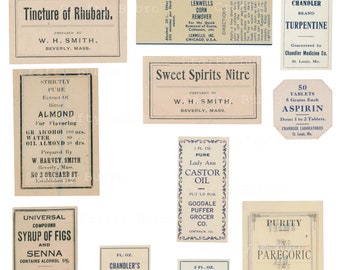 vintage Apothecary Labels Digital Set 1