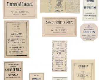 vintage Apothecary Labels Digital Set 1