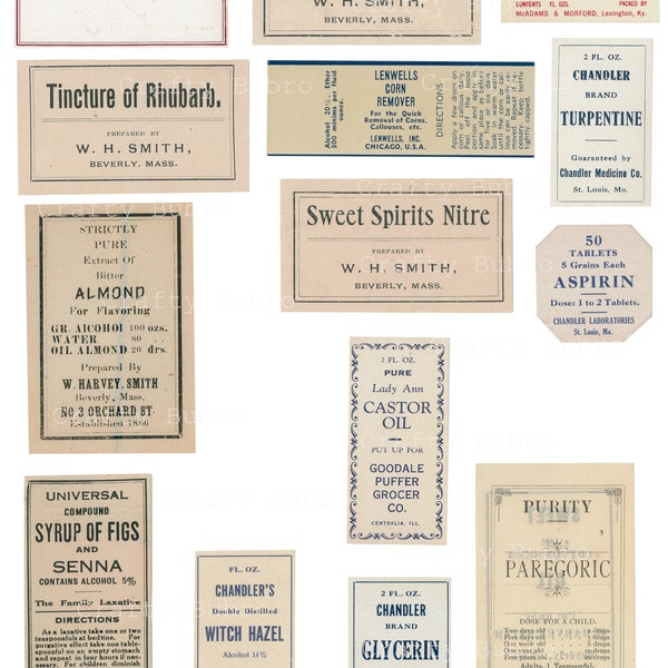 Vintage Apothecary Labels Digital Set 1