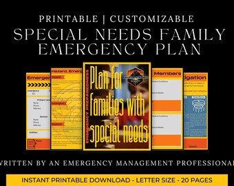Bindmiddel voor noodplannen voor gezinnen met speciale behoeften | Afdrukbaar 20 pagina's | Industrieel ontwerp | Veiligheidsgids voor babysitters | Disaster Dynamics Media