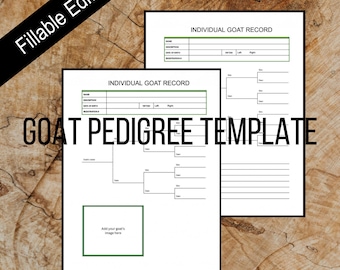 Goat Pedigree/ID form, fillable form, editable, type in fields, printable