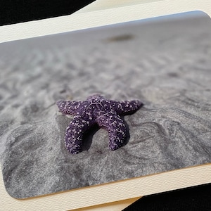 Estrela do mar na areia Cartão de aniversário exclusivo para amantes da praia e da natureza