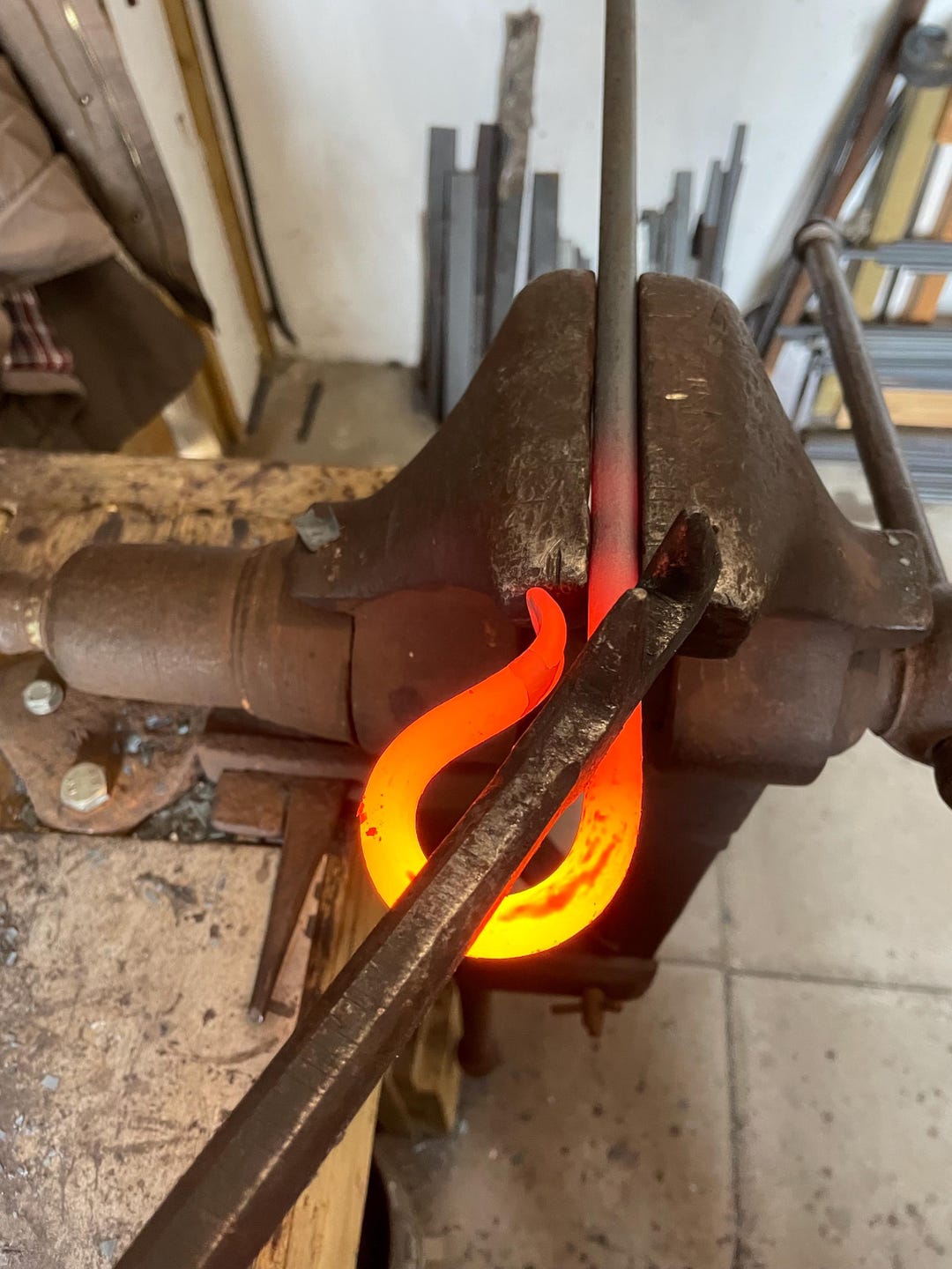 Blacksmith Made Fire Rake – Rustic Hand Forged Round Bar Hearth Tool - Etsy