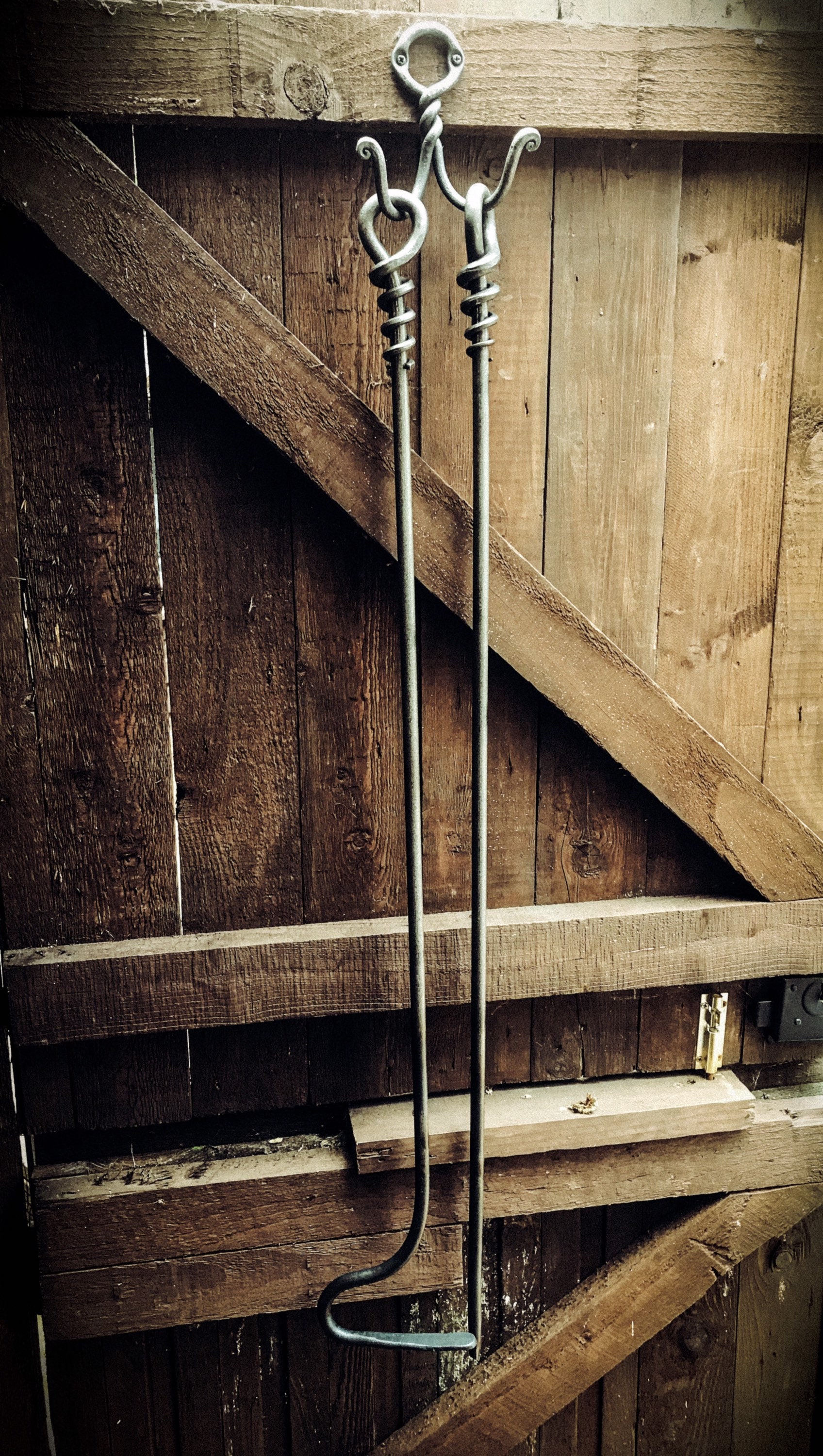 Fire pit Blacksmith made extra long fire poker set Etsy