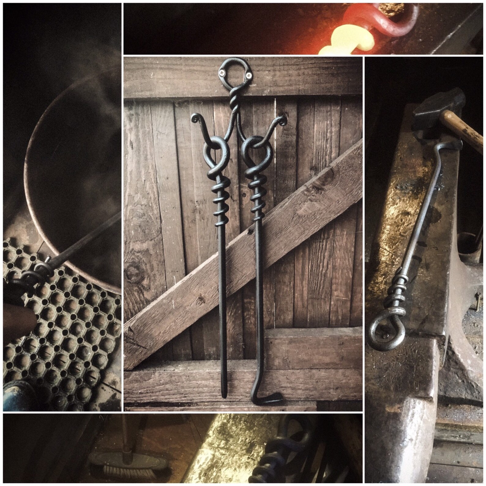 Fire pit Blacksmith made fire poker set Etsy