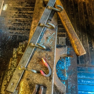Blacksmith made bbq tool hanger