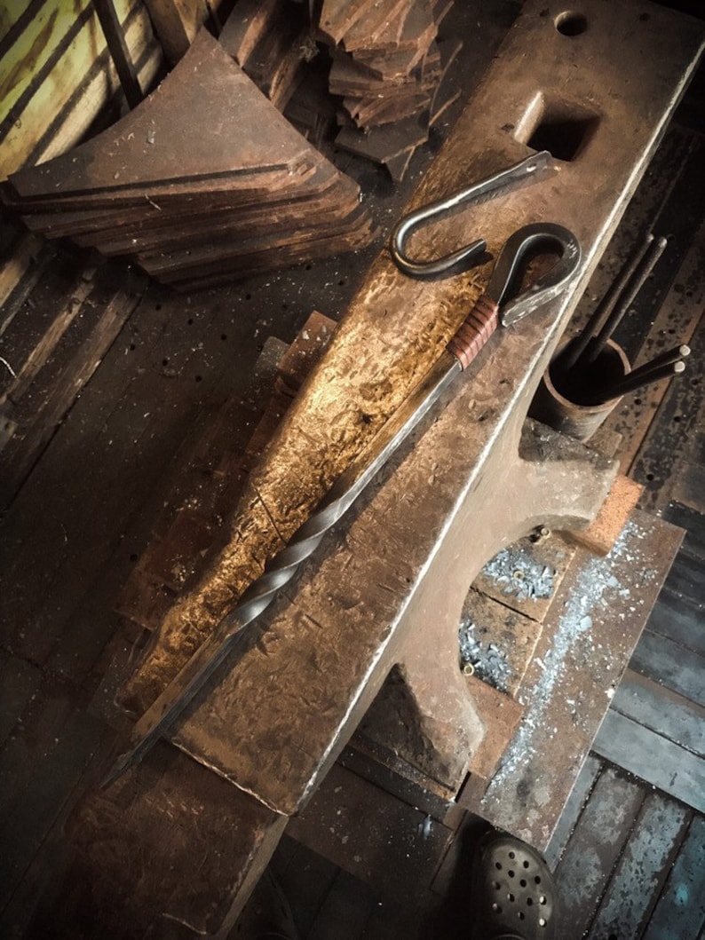 Fire Pit Blacksmith Made Fire Poker With Hook Etsy UK
