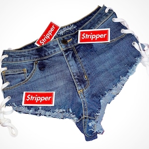 Lace Up Denim Cut Off Shorts: Distressed Frayed Hem Booty shorts