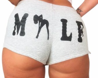 MILF Graphic Booty Shorts • Funny Loungewear • Sexy Stripper silhouette Print Shorts • Comfy Stretchy Casual