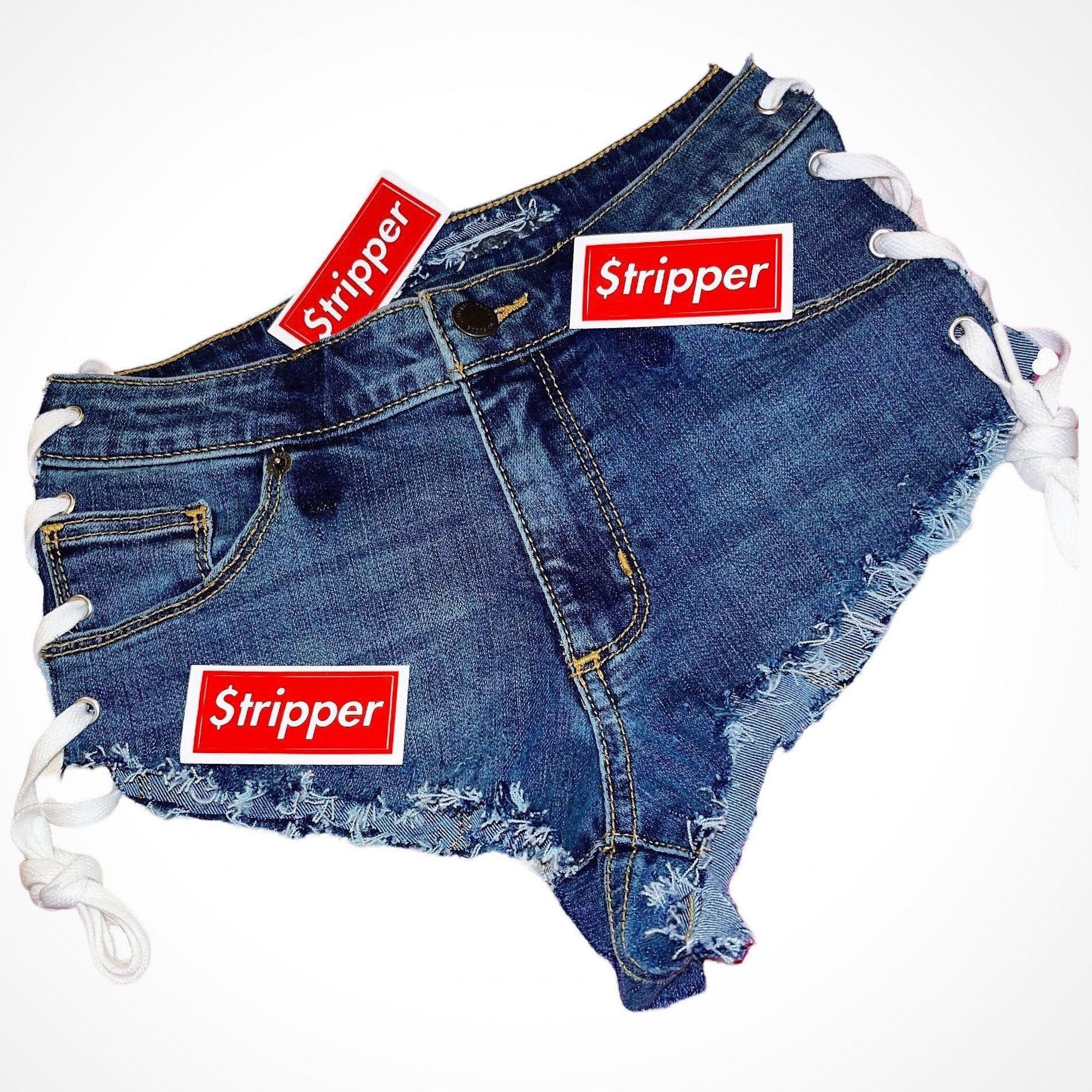 Off-White logo-print frayed-edge denim shorts - Blue