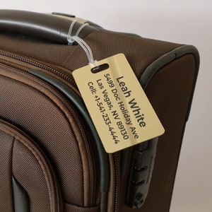Etichetta bagagli personalizzata, Etichetta ID borsa personalizzata, Etichetta personalizzata per zaino da viaggio Angoli arrotondati, vari colori e qualsiasi testo per l'identificazione