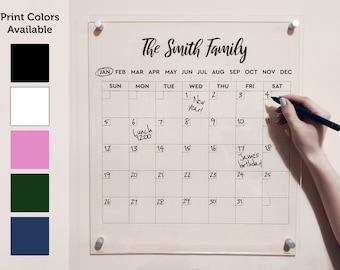 Personalized Acrylic Calendar, Dry Erase 2020 Calendar, Transparent Minimalist Calendar, Custom Family Calendar, Home decor, Office Decor
