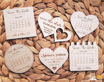 Ensemble de 10 aimants Save the Date pour invitation au mariage. Faveurs de mariage, Faveurs d’invitation rustiques, Aimants en bois save the date par MarktekDECO