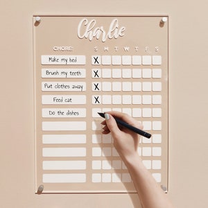 Gráfico de coral de acrílico claro para niños / gráfico de coros personalizado / gráfico de coral acrílico / chat de responsabilidad de los niños / gráfico de coral de borrado seco