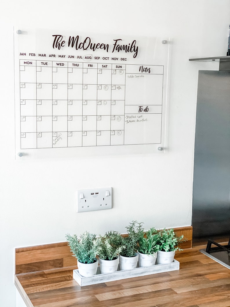 Vertical Acrylic Calendar Personalized Family Calendar Etsy