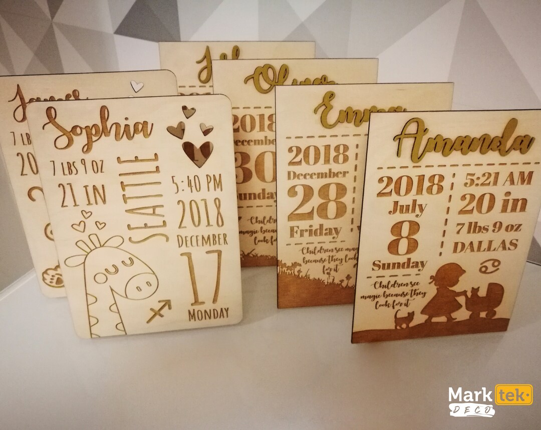 Baby Announcement Plaque With Custom Birth Stats, Laser Engraved — free download