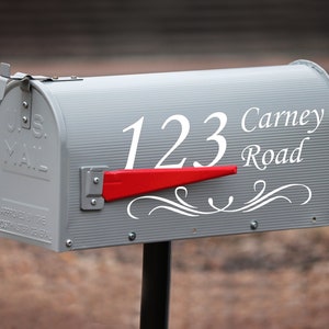 White Personalized Mailbox Decal - Address and Number - Custom Mailbox Vinyl - Mailbox Name Decal - Mailbox Design - Mailbox Sticker