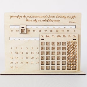 Custom Wooden Perpetual Desk Calendar New Year Gift With Personalized