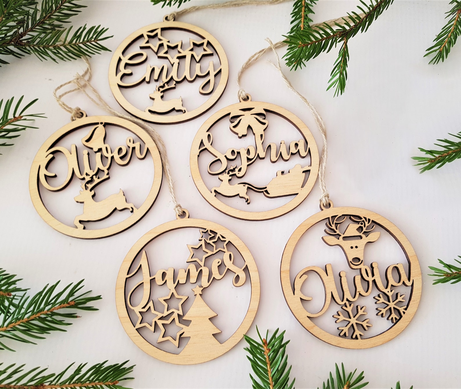 Personalized Christmas Tree Decorations Custom Wooden Etsy