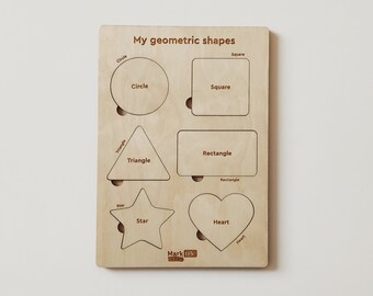 Baby Gift, Wooden Toy Puzzle, Shapes Puzzle, Geometrical Puzzle, Toddler Learning, Board Toy, Jigsaw Brain teaser, Wooden Toy, Shape Figure