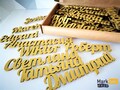 Personalized Table Place Cards from Wood. Custom Made for Any Name. Laser Cut Plywood. Available in Gold, Silver, Natural Wood Colors product logo