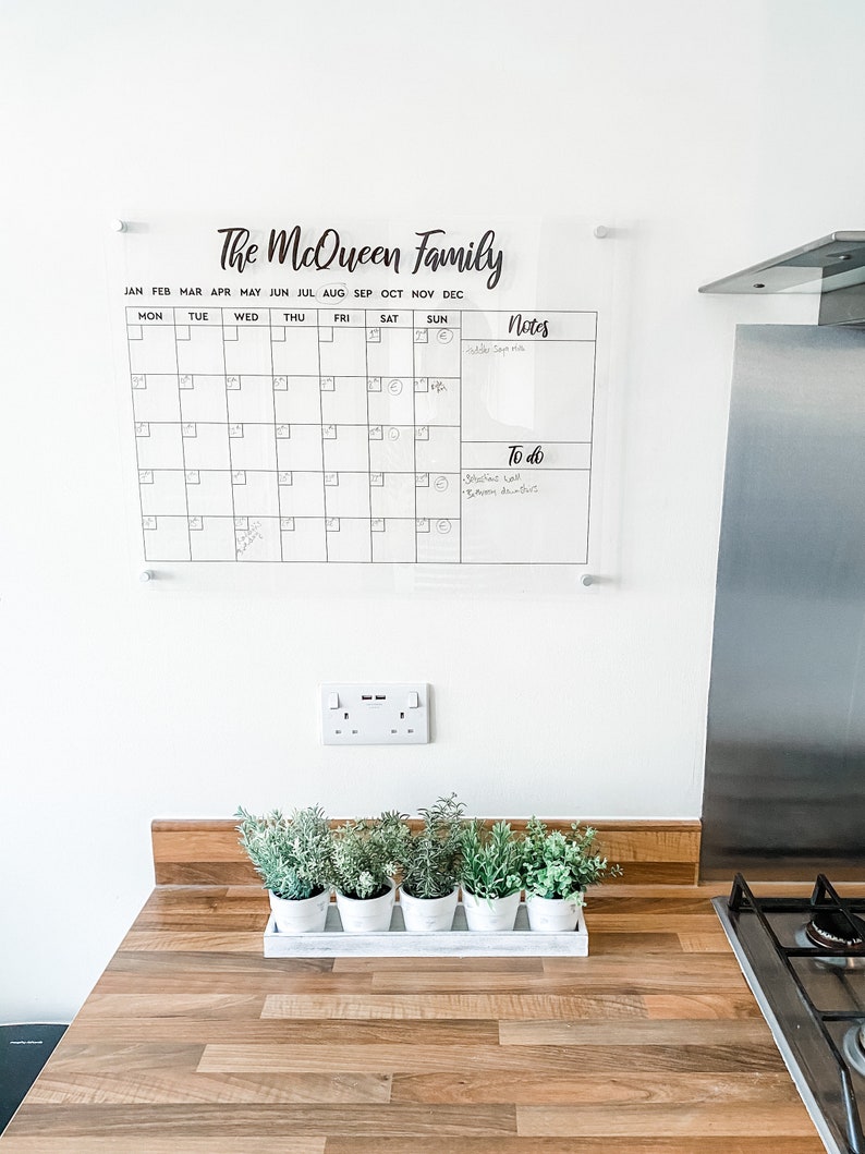 Vertical Acrylic Calendar Personalized Family Calendar Etsy