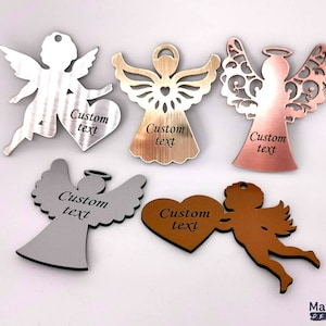 Opknoping Guardian Angel ornament-gegraveerde aangepaste tekst, plastic levering beschikbaar in 5 verschillende vormen en kleuren, met een gat voor opknoping