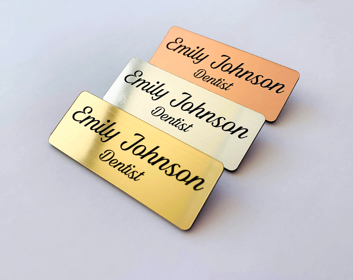 Personalized Plastic Name Badge With Pin or Magnet Attachment