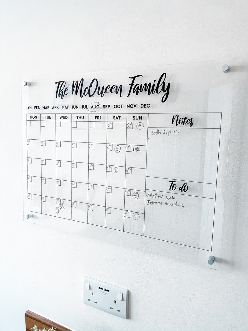 Vertical Acrylic Calendar Personalized Family Calendar Etsy