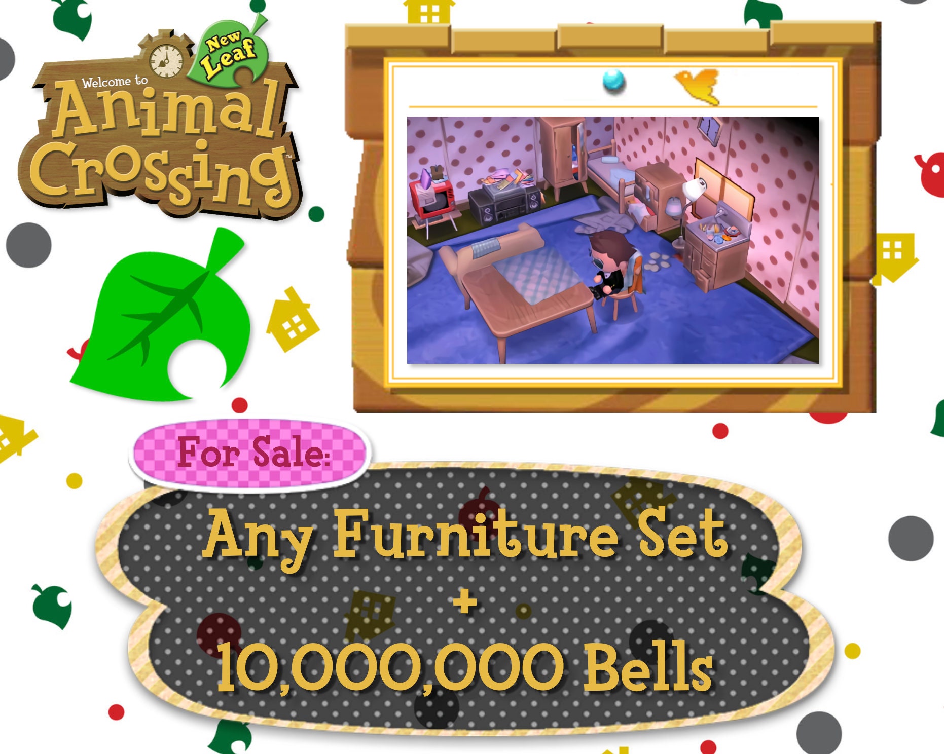 Animal Crossing New Leaf Any Furniture Set 10000000 Bells Etsy