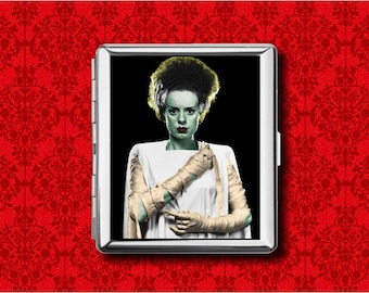 Bruid van Frankenstein Horrorfilm Metalen Portemonnee Opbergruimte Creditcard Visitekaartje Sigaretten-ID Houder IPod Case