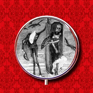 Día de los Muertos Esqueleto Dia De Los Muertos Cráneo Anillo Baratija Stash Medicina Vitaminas Goma Tic Tacs Redondo Menta Metal Pastillero Caja Titular