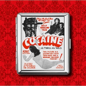 Cocaína Maconha Cartaz de Filme Vintage Anúncio Carteira de Metal Cartão de Armazenamento Cigarro ID Capa para iPod