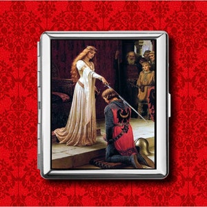 The Accolade Edmund Blair Leighton Knight Renaissance Lady Art Metal Carteira Stash Business Cartão de Crédito Cigarro ID Porta-iPod Caixa Estojo