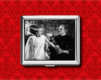 Bruid van Frankenstein Horrorfilm Metalen Portemonnee Opbergruimte Creditcard Visitekaartje Sigaretten-ID Houder IPod Case