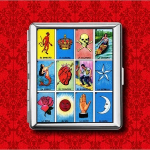 Loteria Tarot Card Fortune Telling Game Vintage Metal Wallet Stash Business Credit Card Cigarette ID IPod Holder Box Case