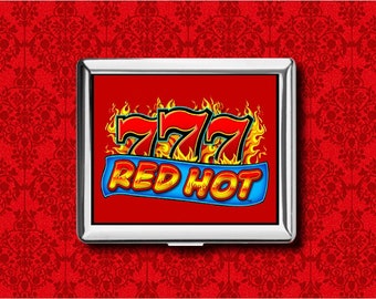 777 Slot Machine Casino Gambler Lucky Regular King Size 100's Metal Wallet Stash Business Credit Card Cigarette Case ID Holder Box