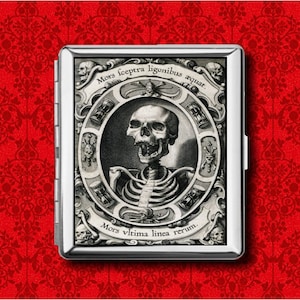 Memento Mori Death Skelett Schädel Goth Metall Brieftasche Stash Business Kreditkarte Zigarette ID Ipod Halter Box Case