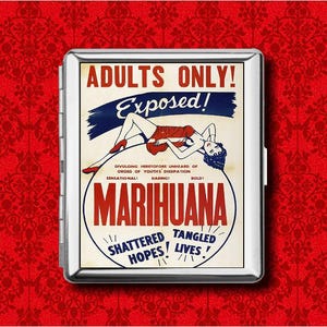 Maconha Maconha Maconha Cartaz de filme vintage Anúncio Carteira de metal Stash Cartão de crédito comercial Cigarro ID Porta-iPod Caixa Estojo