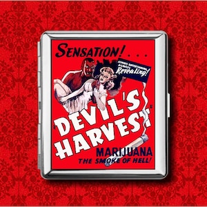 Des Teufels Ernte Marijuana Vintage Film Plakat Werbung Metall Brieftasche Stash Geschäft Kreditkarte Zigarette ID Ipod Halter Box Fall