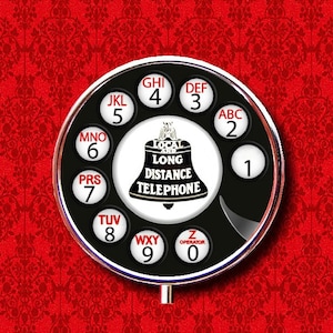 Draaiende telefoon Telefoon wijzerplaat Vintage pop-art retro ring Trinket Stash Geneeskunde Vitaminen Gum Tic Tacs Ronde Mint Metalen Pillendoosje Gevalhouder