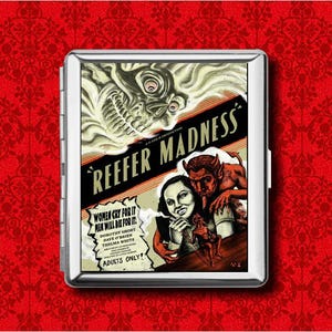 Reefer Madness Marijuana Weed Vintage Film Poster Werbung Metall Brieftasche Stash Business Kreditkarte Zigarette ID Gum Halter Box Case