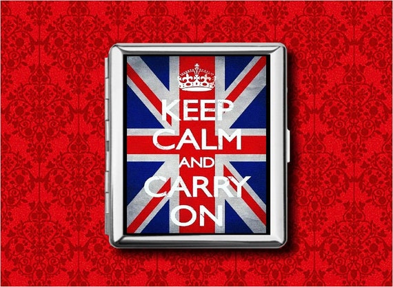 Keep Calm Carry on Union Jack London England Flag UK Vintage Metal Wallet  Stash Business Credit Card Cigarette ID Ipod Holder Box Case